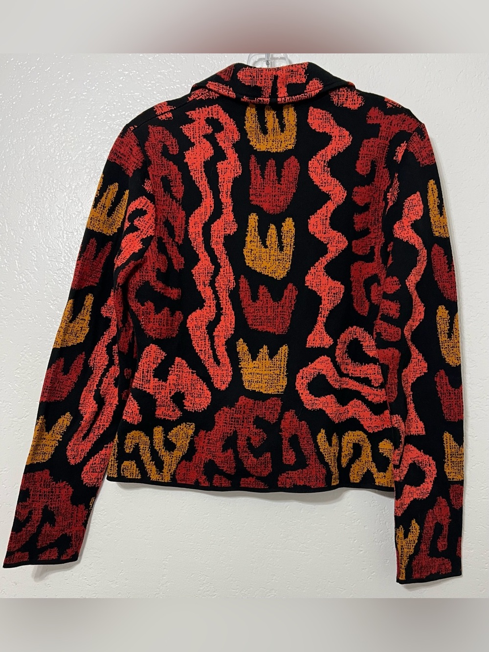 Peruvian Connection Pima Cotton Abstract Jacquard Cardigan Jacket S Art to Wear - Picture 3 of 6